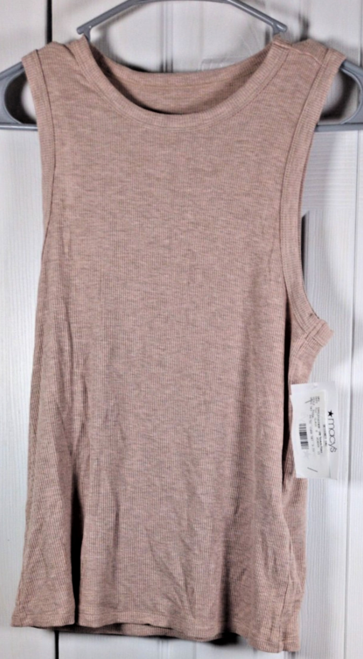 State of Day Intimates Tank Top Womens Size S Beige Ribbed Knit Macy's NWOT